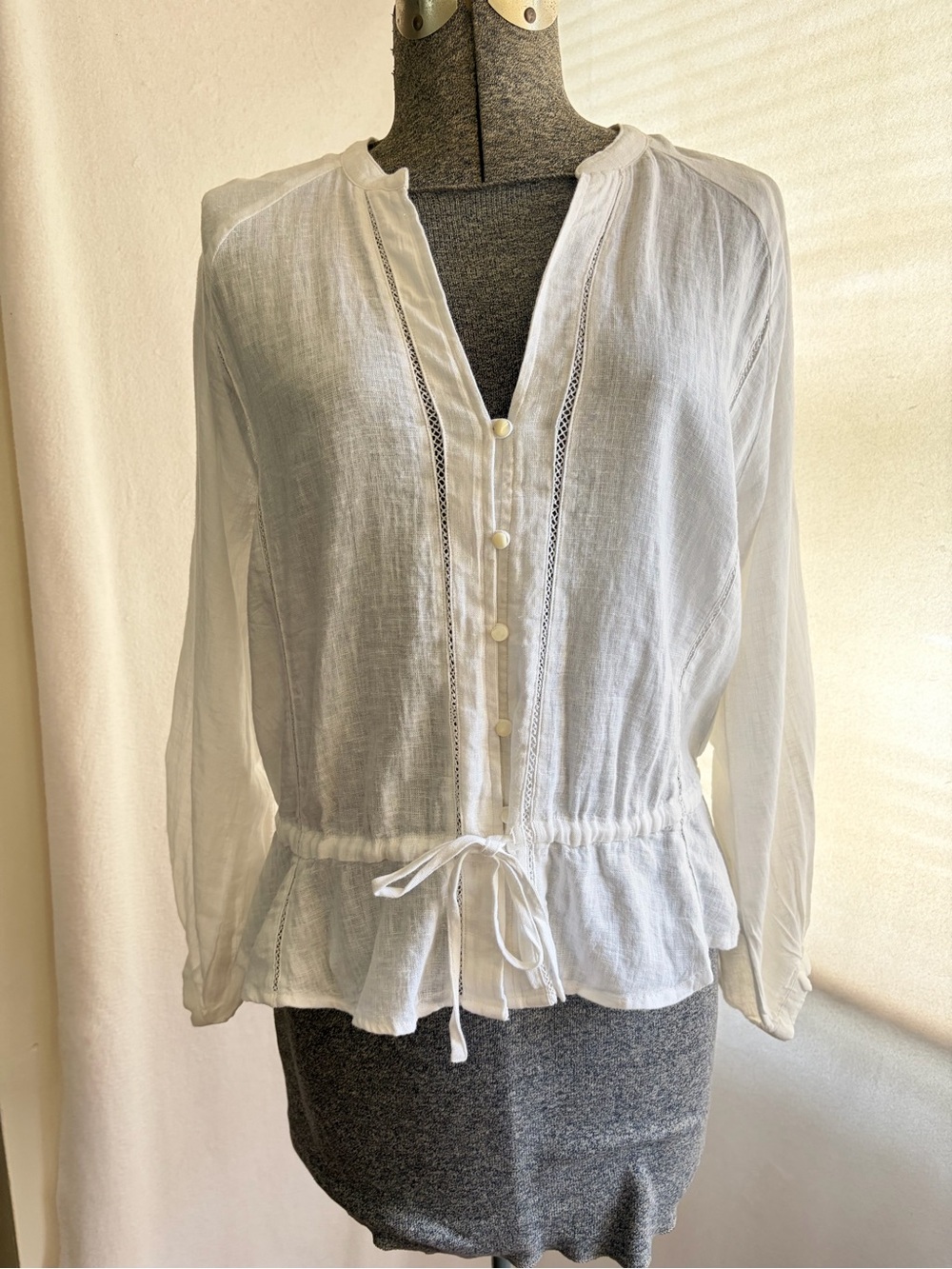 Rails NWT linen blend Marti boho peasant top with lace detail